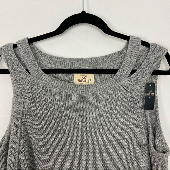 NWT Hollister Ribbed Sweater Gray Women’s Size M Beachy Grunge Y2K Cozy Comfort‎ - Picture 5 of 10